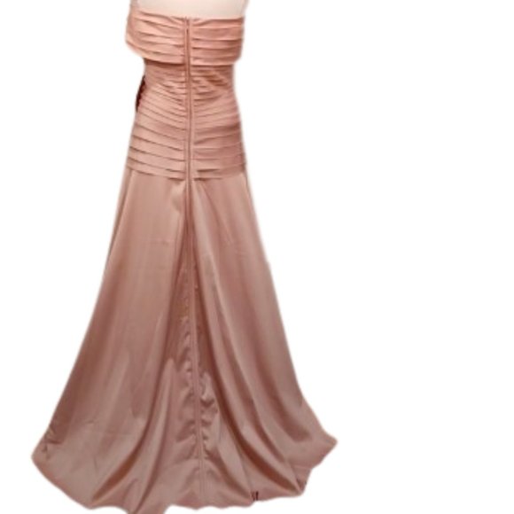 JS Collections Dusty Rose Satin Off the Shoulder Shutter Pleat Gown NEW-… - Picture 3 of 13